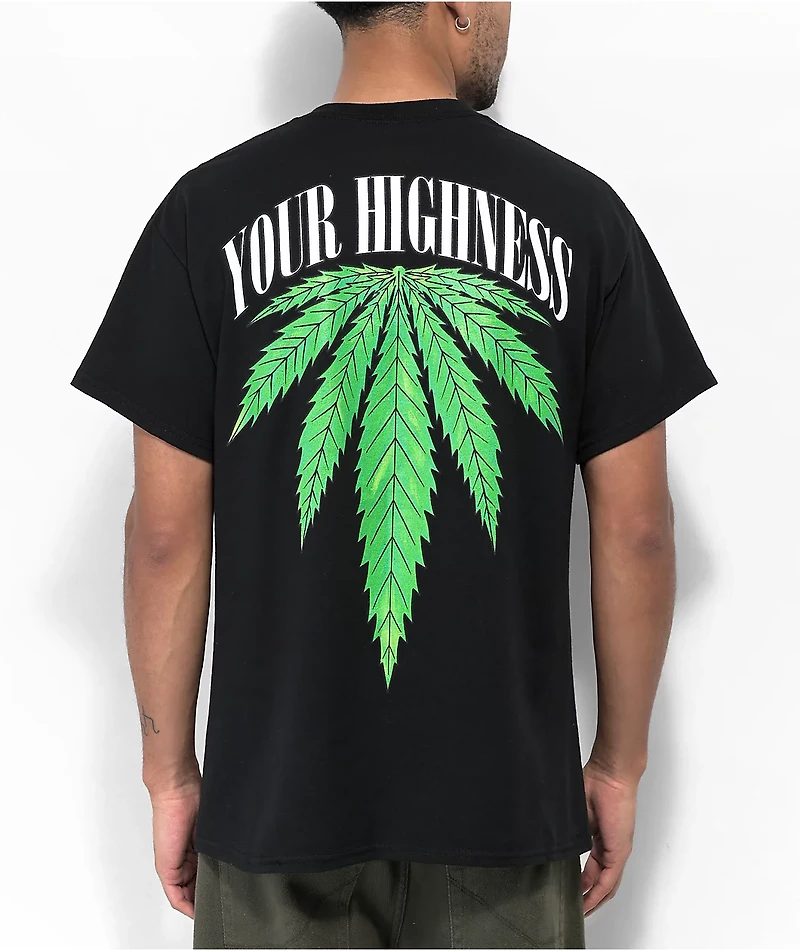 Your Highness Hemp Leaf Black T-Shirt