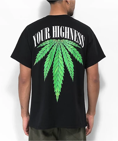Your Highness Hemp Leaf Black T-Shirt
