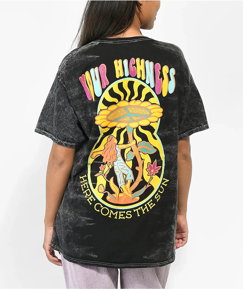 Your Highness Here Comes The Sun Black Tie Dye T-Shirt