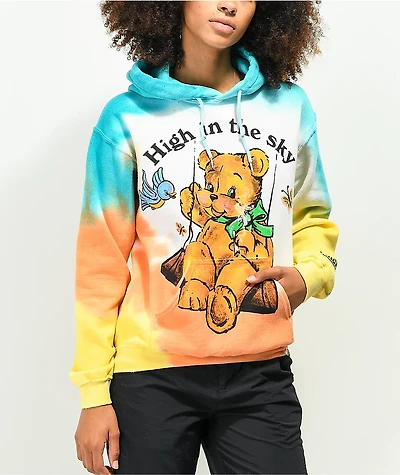Your Highness High The Sky Blue, Orange & White Tie Dye Hoodie