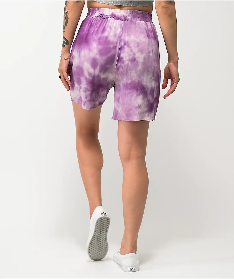Your Highness Nowhere To Go Purple Tie Dye Shorts