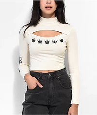 Your Highness Plant Network Off White Long Sleeve Crop Top