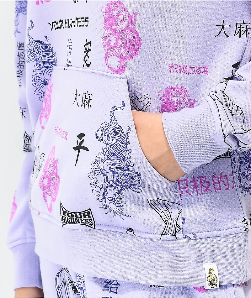 Your Highness Puff AOP Purple Hoodie