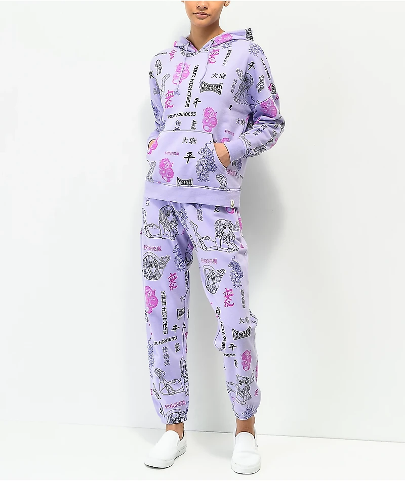 Your Highness Puff AOP Purple Hoodie