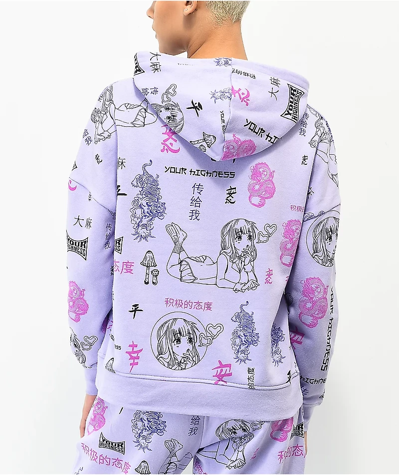 Your Highness Puff AOP Purple Hoodie