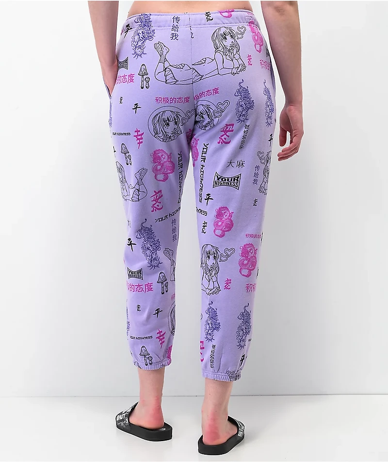 Your Highness Puff AOP Purple Sweatpants