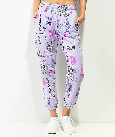 Your Highness Puff AOP Purple Sweatpants