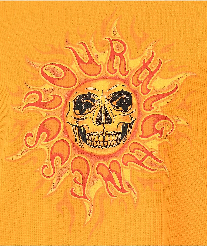 Your Highness Radiant Orange Crop Long Sleeve Waffle T-Shirt