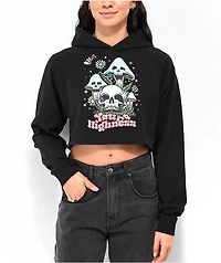 Your Highness Root Rot Black Crop Hoodie