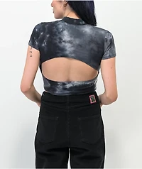 Your Highness Shredding Daisy Black Tie Dye Crop T-Shirt