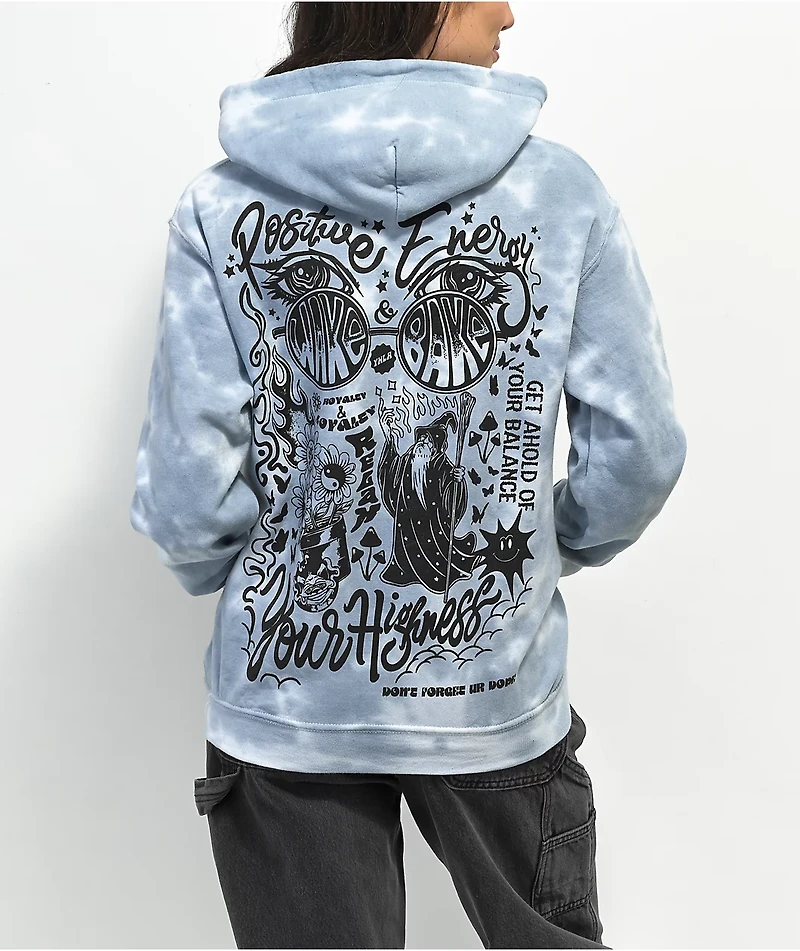 Your Highness Wake & Bake Blue Tie Dye Hoodie