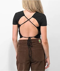 Your Highness Widow Black Lace Up Crop T-Shirt