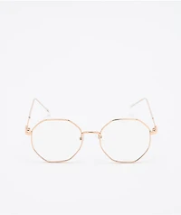 Zeb Gold & Clear Hexagon Sunglasses
