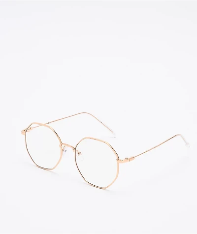Zeb Gold & Clear Hexagon Sunglasses