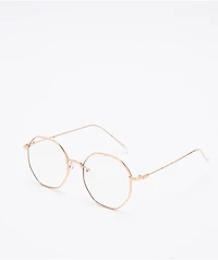 Zeb Gold & Clear Hexagon Sunglasses