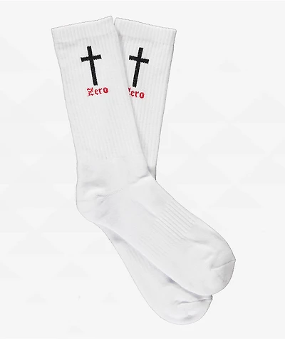 Zero Cross White Crew Socks