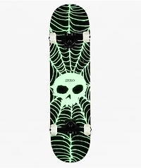 Zero Spider Web Single Skull Glow In The Dark 8.0" Skateboard Complete