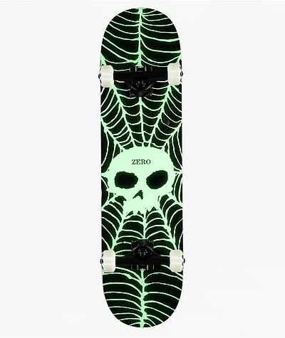Zero Spider Web Single Skull Glow In The Dark 8.0" Skateboard Complete