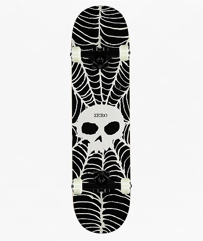 Zero Spider Web Single Skull Glow In The Dark 8.0" Skateboard Complete