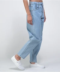 Ziggy Carrot High Waisted Light Wash Blue Denim Mom Jeans