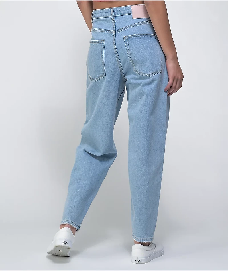 Ziggy Carrot High Waisted Light Wash Blue Denim Mom Jeans