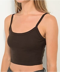 Zine Baby Rib Brown Crop Tank Top