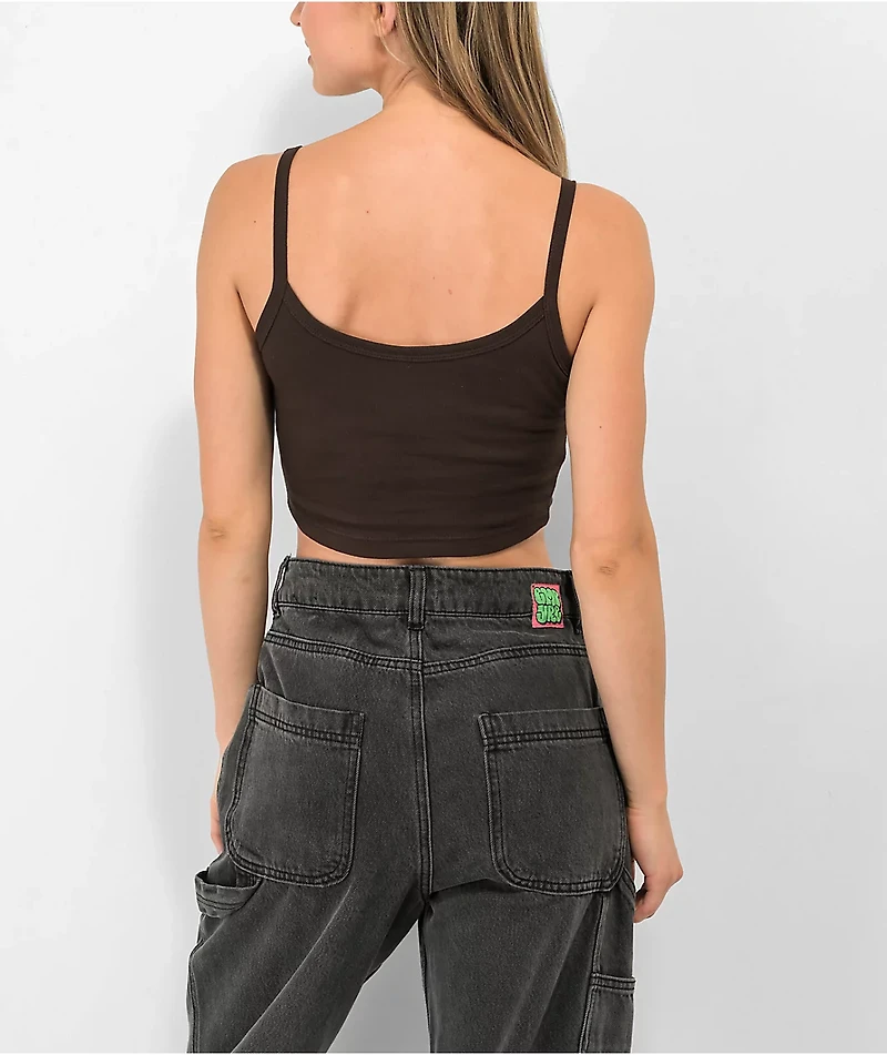 Zine Baby Rib Brown Crop Tank Top