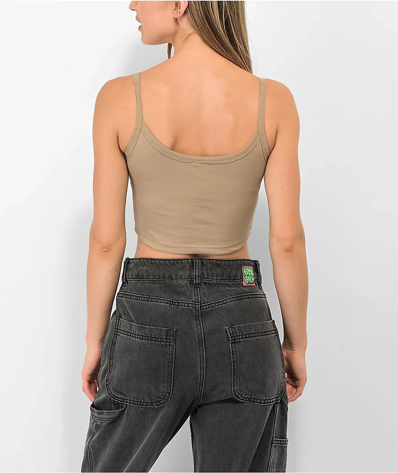 Zine Baby Rib Khaki Crop Tank Top