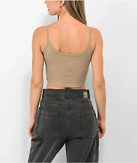 Zine Baby Rib Khaki Crop Tank Top