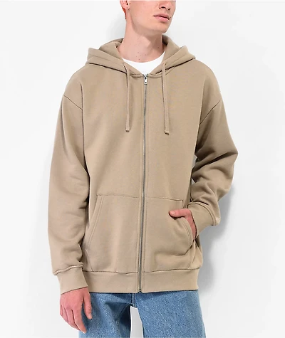 Zine Basics Tan Zip Hoodie