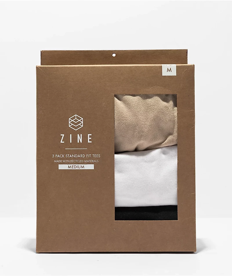 Zine Black, White & Tan 3-Pack T-Shirt