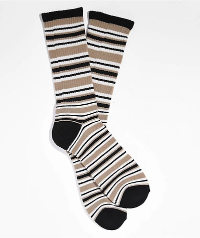 Zine Brad Black and Tan Stripe Crew Socks