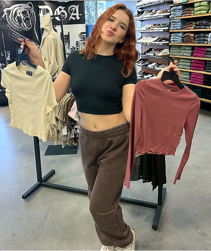 Zine Brianna Black Buckle Crop T-Shirt