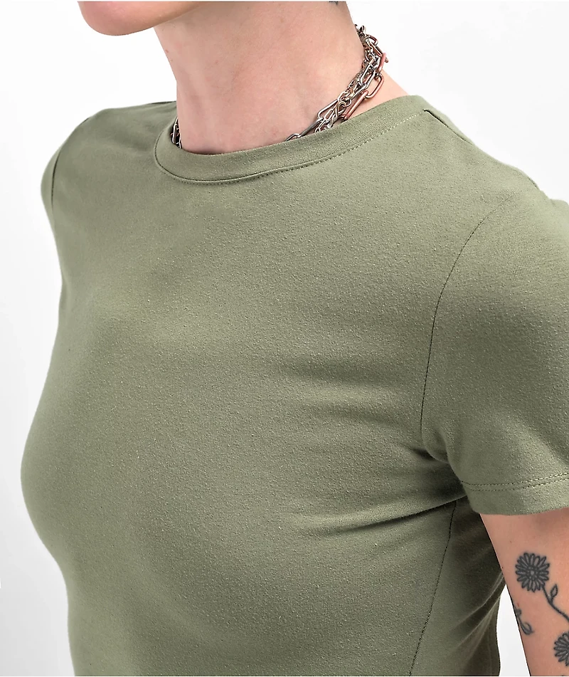 Zine Brianna Green Buckle Crop T-Shirt