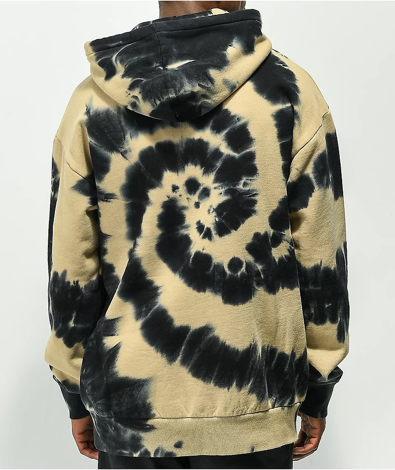 Zine Castle Tan & Black Tie Dye Hoodie