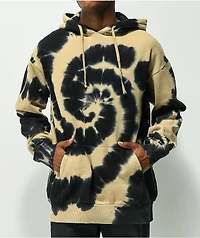 Zine Castle Tan & Black Tie Dye Hoodie