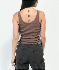 Zine Colbie Brown Ruched Side Tank Top