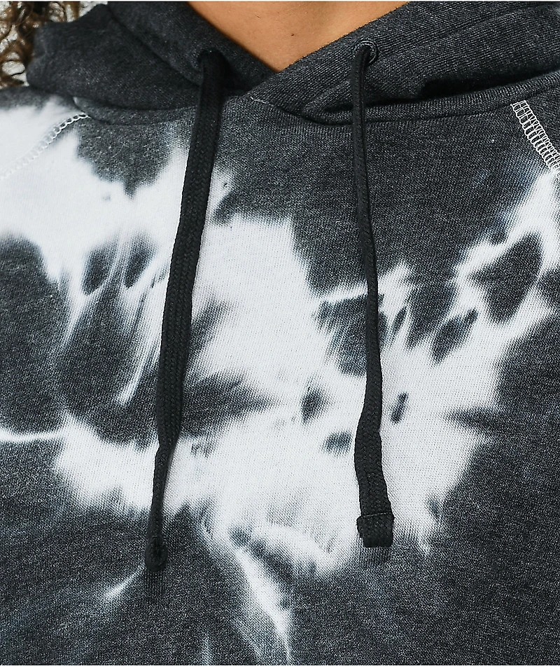 Zine Ellis Black & White Tie Dye Crop Hoodie
