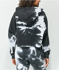 Zine Ellis Black & White Tie Dye Crop Hoodie