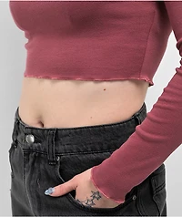Zine Georgie Roan Rouge Long Sleeve Crop T-Shirt