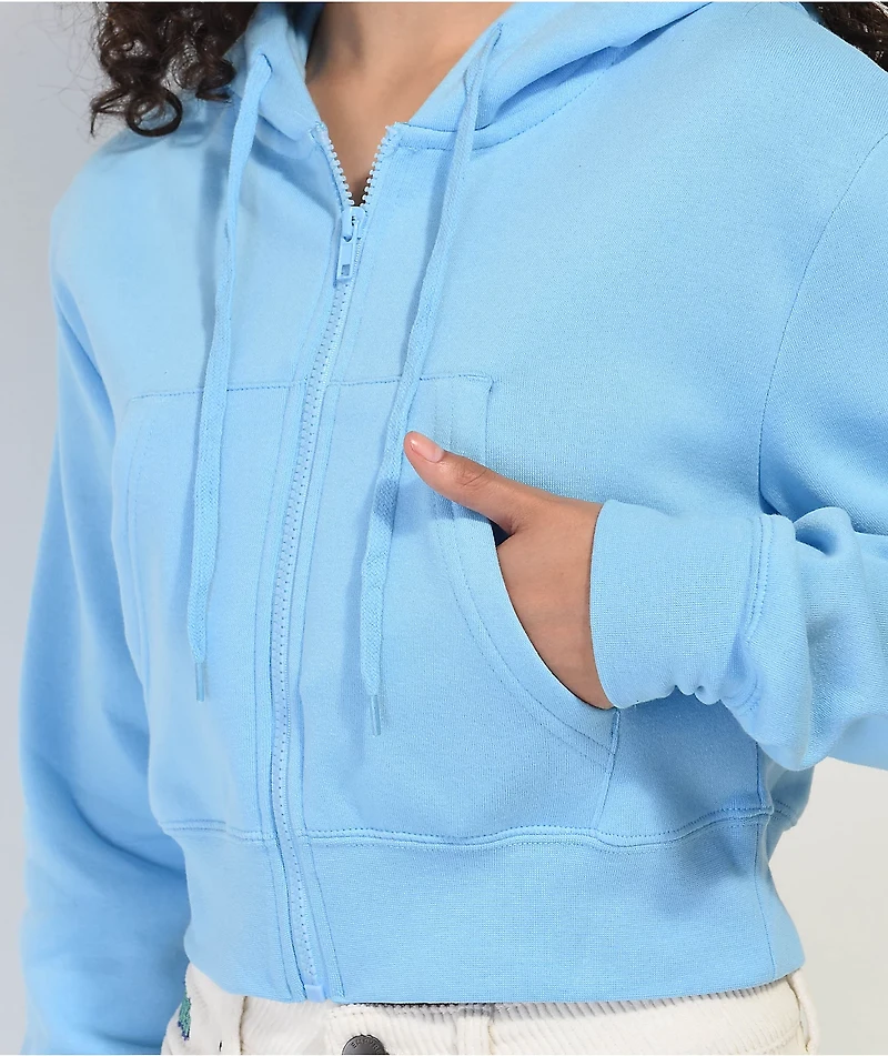 Zine Kya Blue Crop Zip Hoodie
