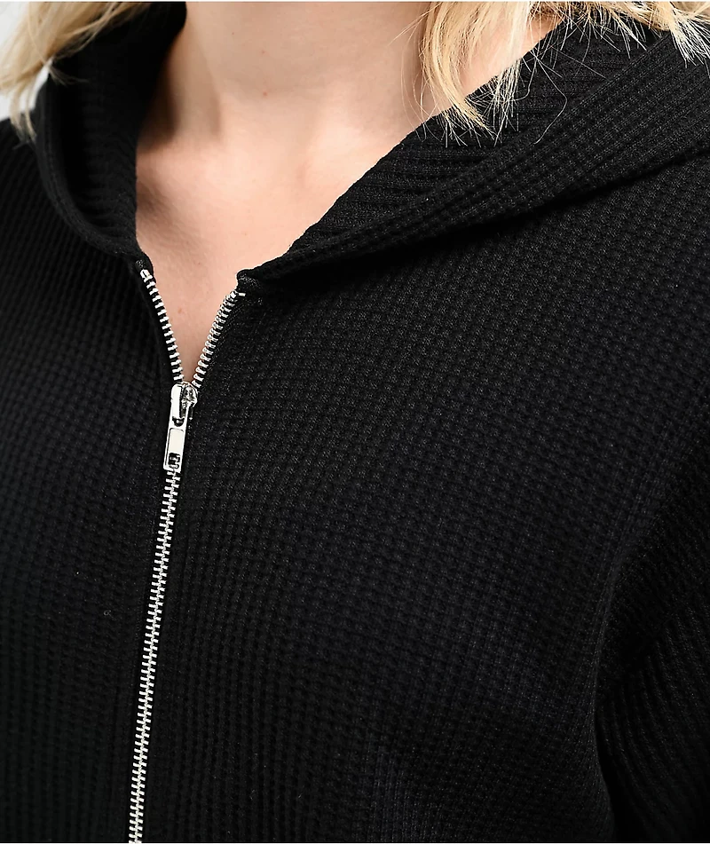 Zine Marusso Black Thermal Oversized Zip Hoodie