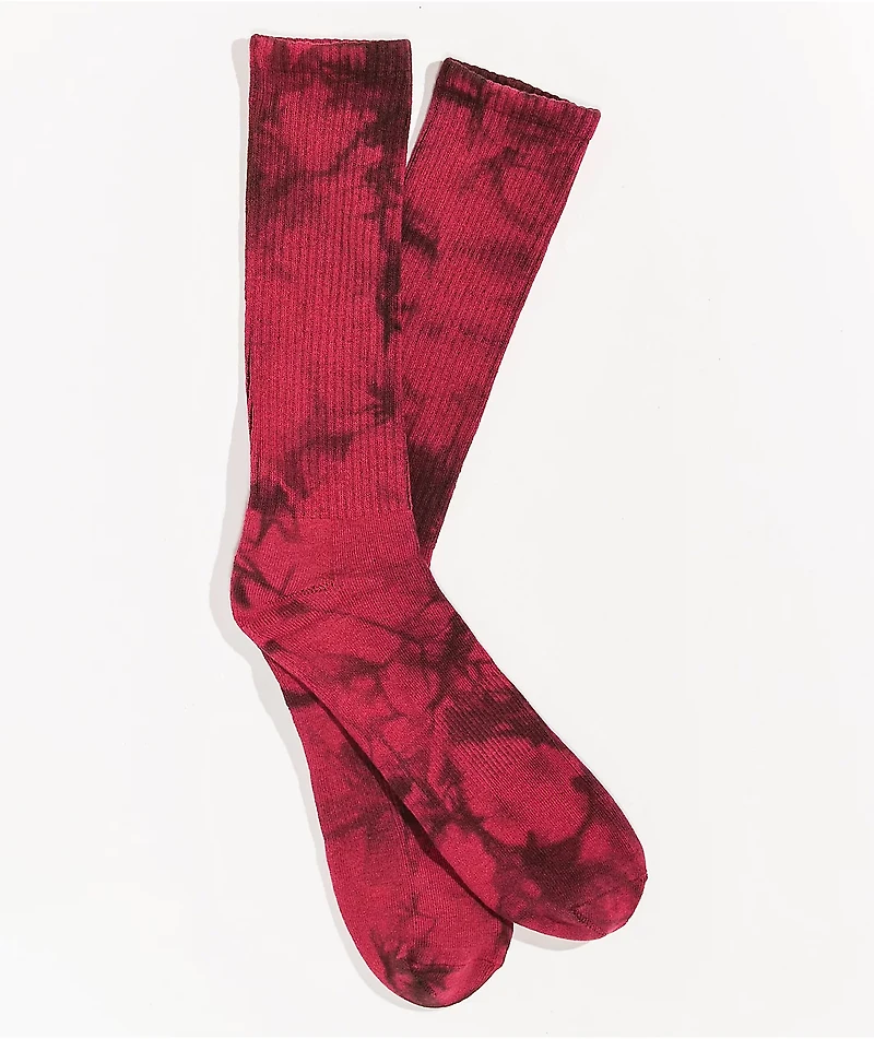 Zine Promo Blackberry Red Tie Dye Crew Socks