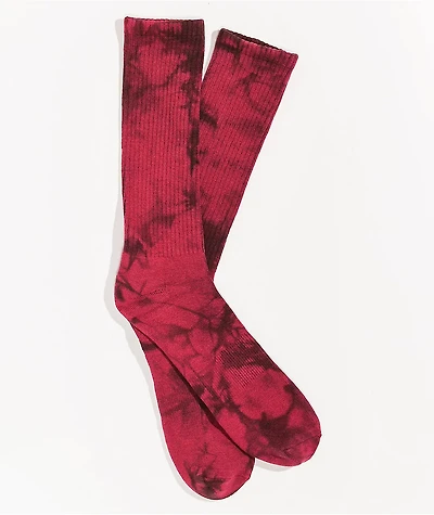 Zine Promo Blackberry Red Tie Dye Crew Socks