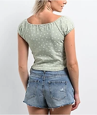 Zine Ruby Desert Sage Shirred Crop Top
