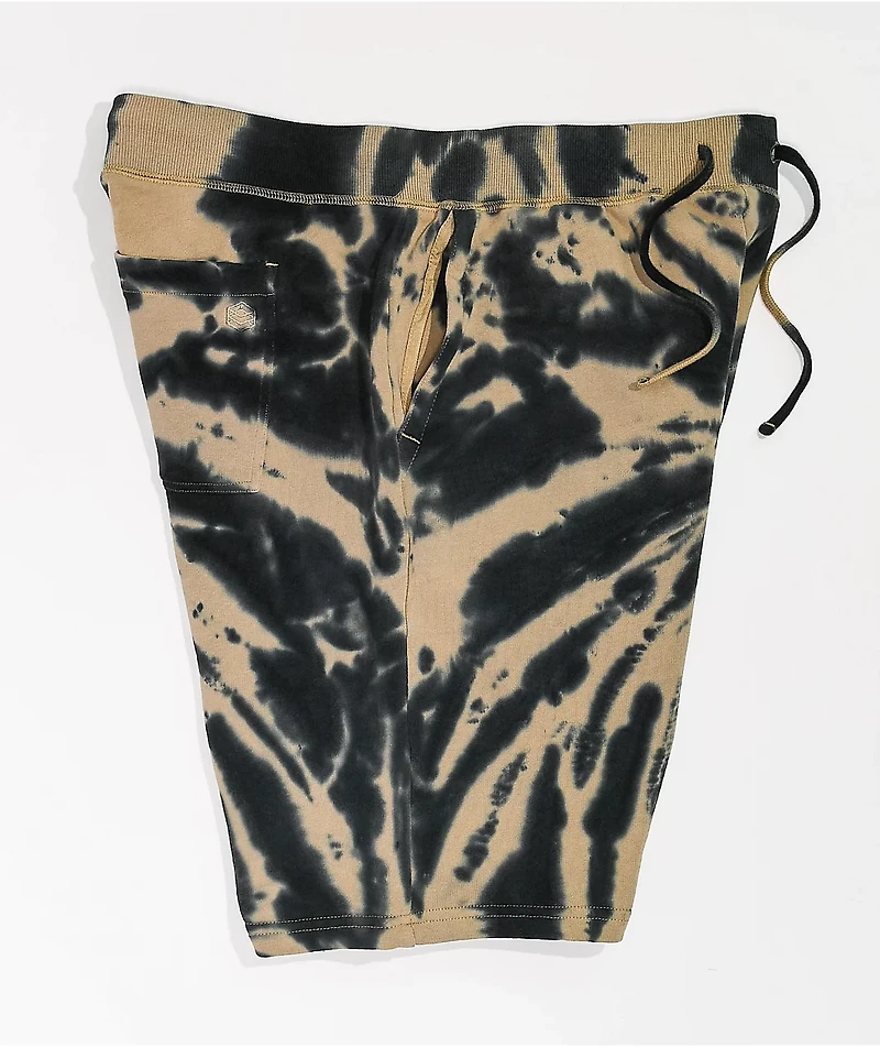 Zine Silas Incense Tan & Black Tie Dye Sweat Shorts