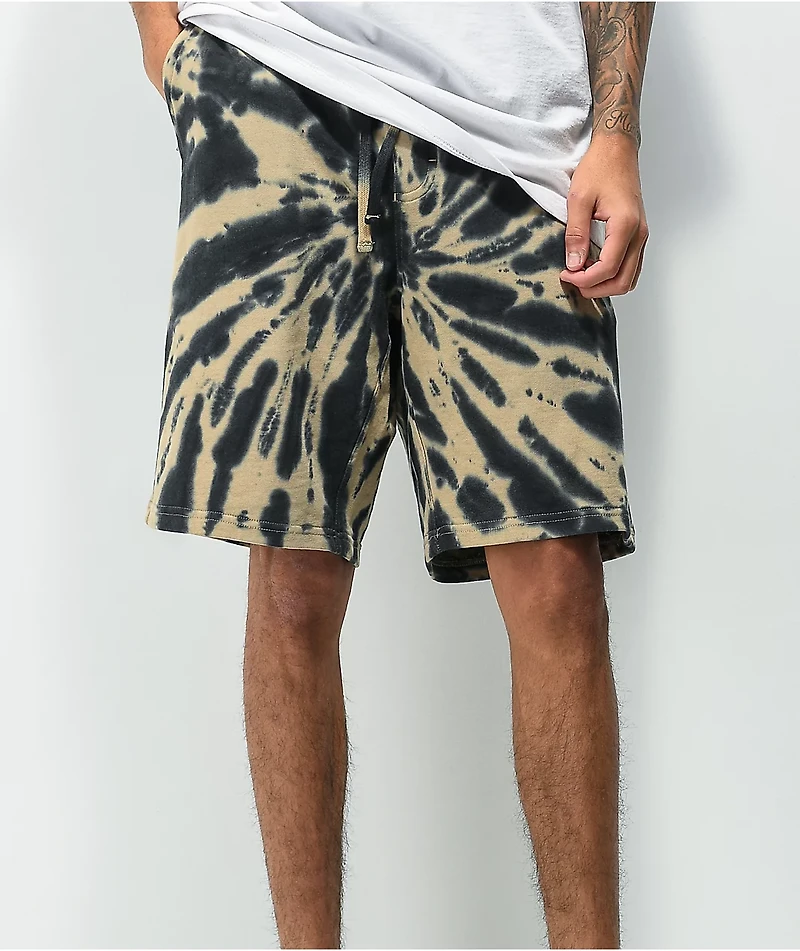 Zine Silas Incense Tan & Black Tie Dye Sweat Shorts