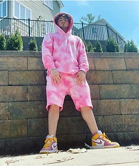 Zine Silas Pink & White Tie Dye Sweat Shorts