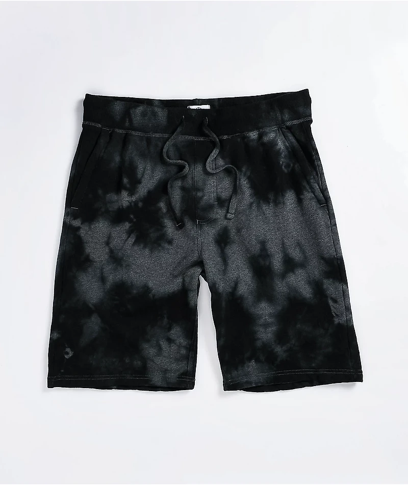 Zine Silias Black Tie-Dye Elastic Waist Sweat Shorts