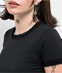 Zine Stacey Black Lettuce Crop T-Shirt